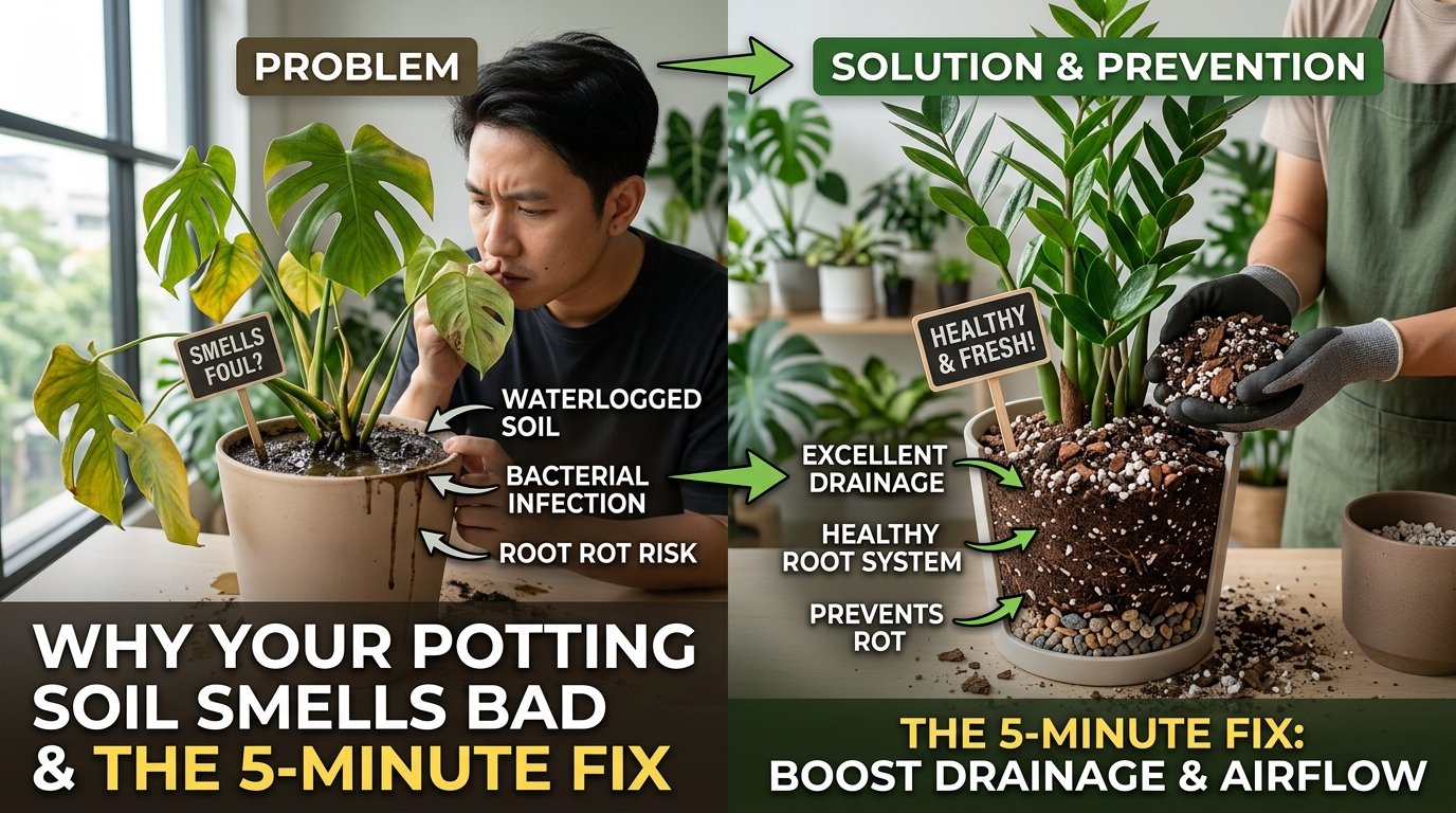 Why Your Potting Soil Smells Bad—and The 5-Minute Fix to Prevent Root Rot