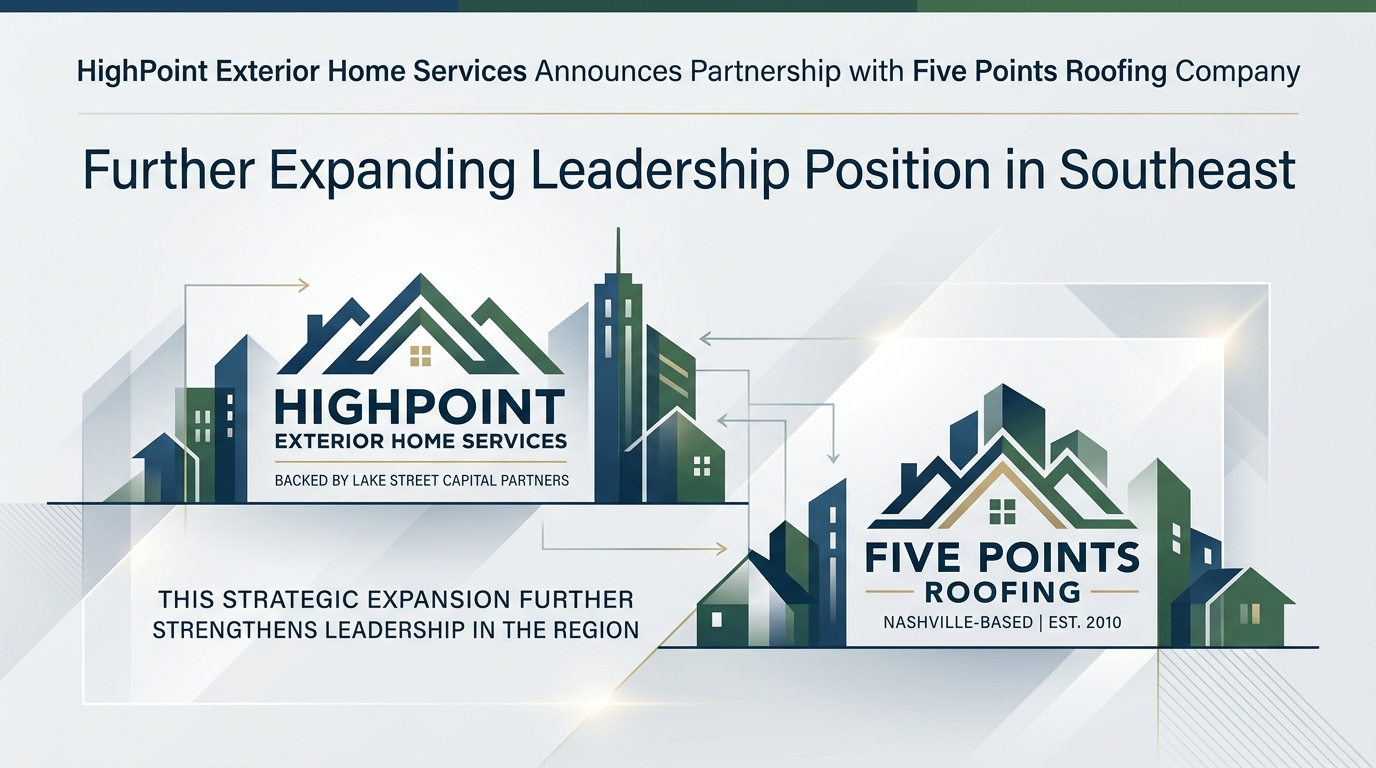 HighPoint Exterior Home Services Announces Partnership with Five Points Roofing Company