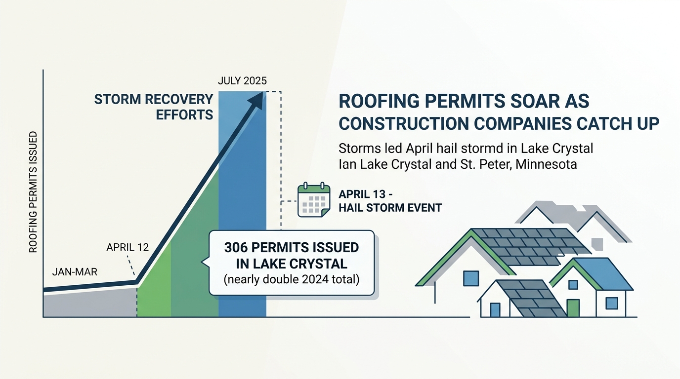Roofing permits soar as construction companies catch up